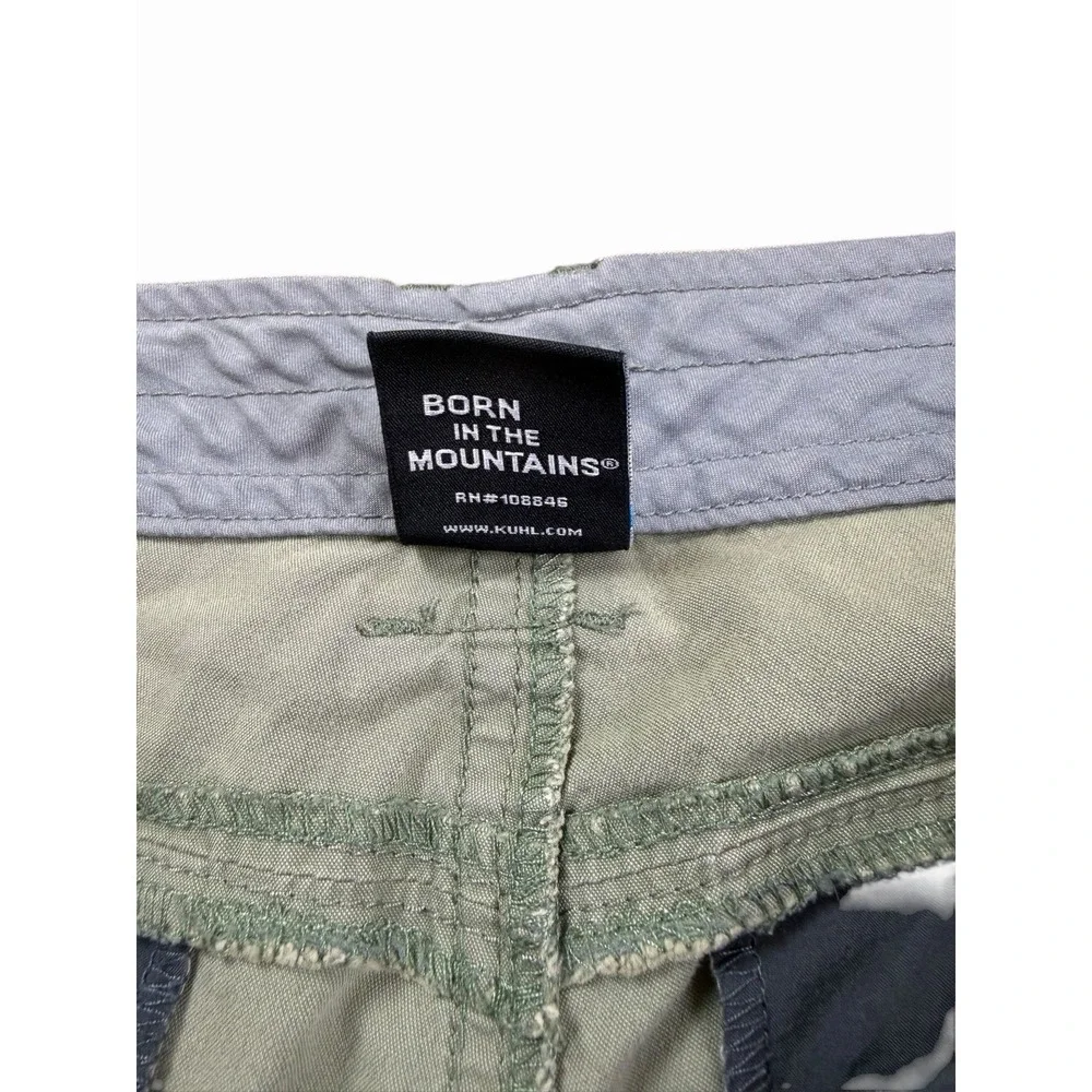 Kuhl Cargo Shorts Womens Size 4 Green Hiking Camping Zipper Pockets